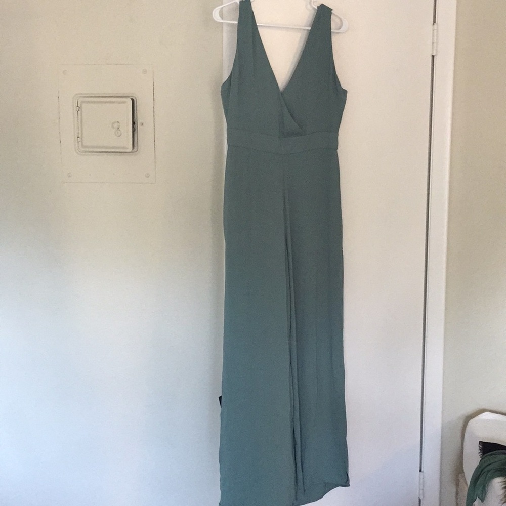 Fab’Rik Crossover Wide Legged Sage Jumpsuit Size M